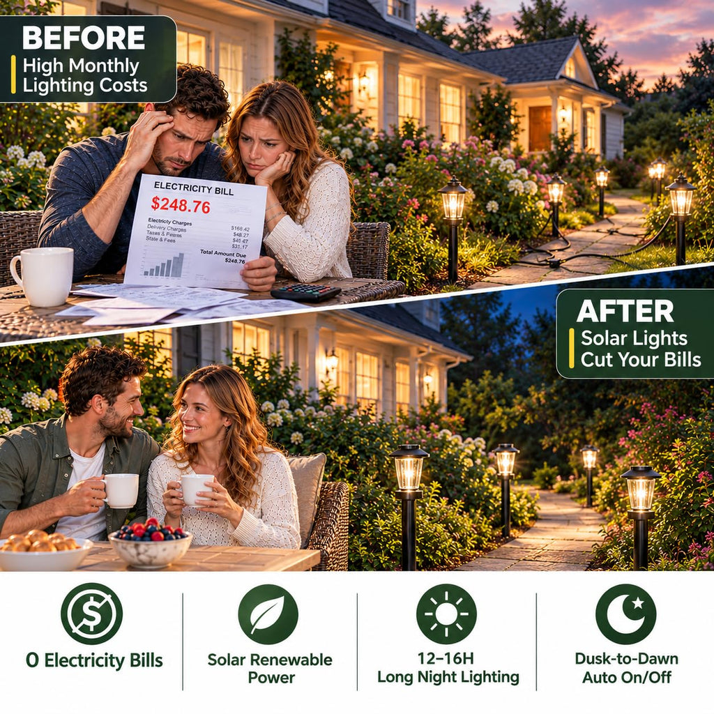 Solar Pathway Lights Outdoor, 8 Pack Warm White Tungsten Filament Solar Lights, 3 Lighting Modes, Auto On/Off, IP65