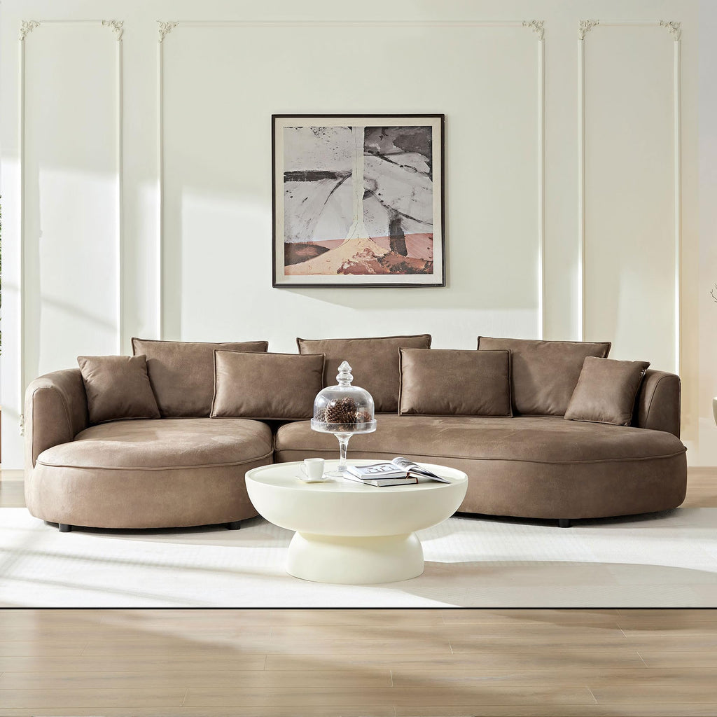124.8" Modern Curved Sofa Couch, Upholstery Luxury Sofa with Pillows, Left Hand Facing 5 Seater Sectional Curved