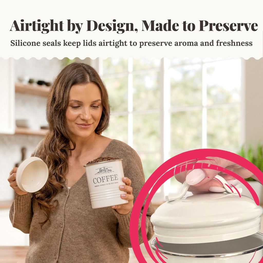 5-Piece Farmhouse Kitchen Canister Sets Counter - Set of 5