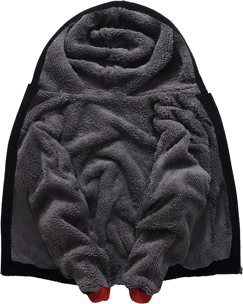 Kids Hoodie Fleece Jacket Warm Sherpa Lined Zip Up Hooded Sweatshirt Soft Winter Coat Boys Girls School Outerwear