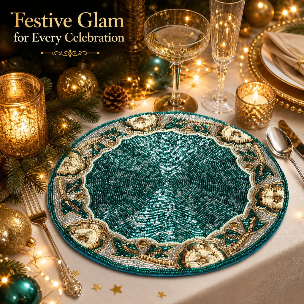 Beaded Round Placemats 13 Inch, Decorative Charger Placemats
