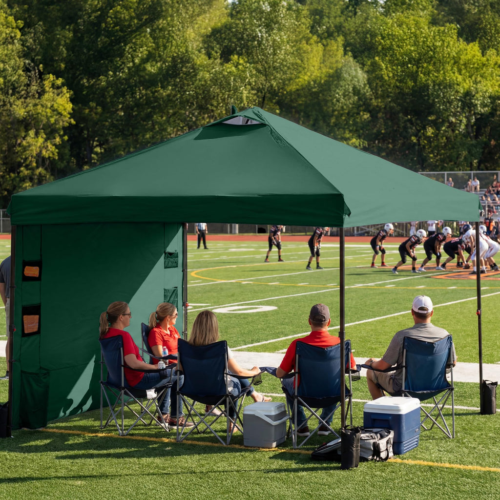Pop Up Canopy Tent Outdoor Sidewall One Push (Green, 12X12)