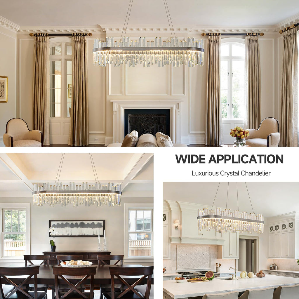 Nickel Led Modern Crystal Chandelier,Rectangle Chandeliers