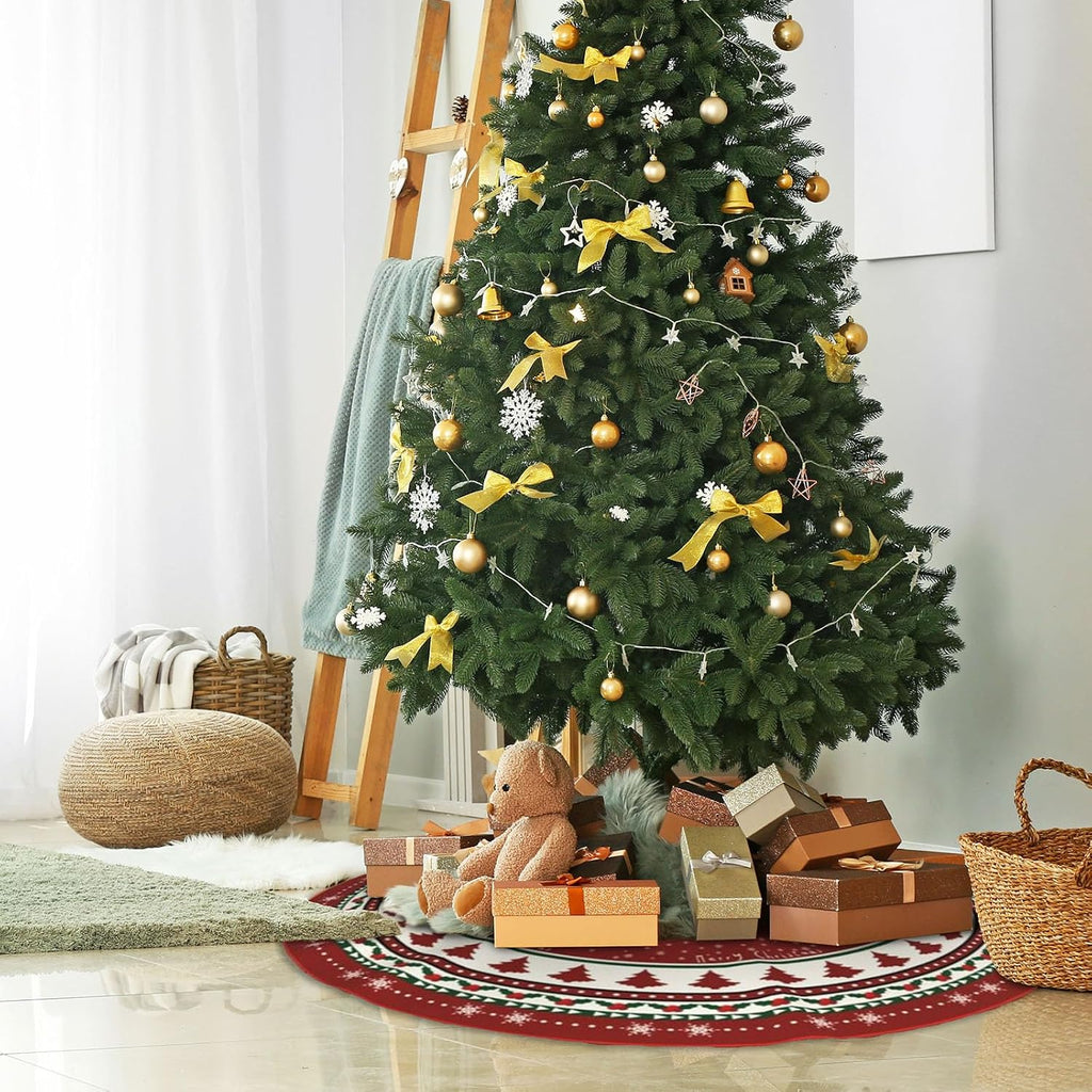 Christmas Tree Skirt 48 Inch Red Traditional Christmas Tree Decorations