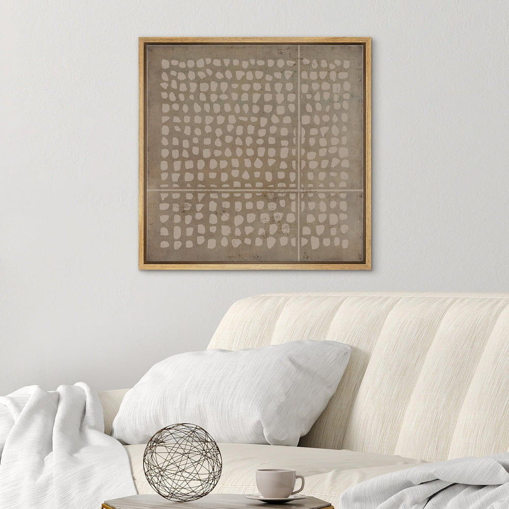 Framed Canvas Print Wall Art Geometric Grunge Minimal Dot Pattern Abstract Shapes Illustrations Modern Art Decorative