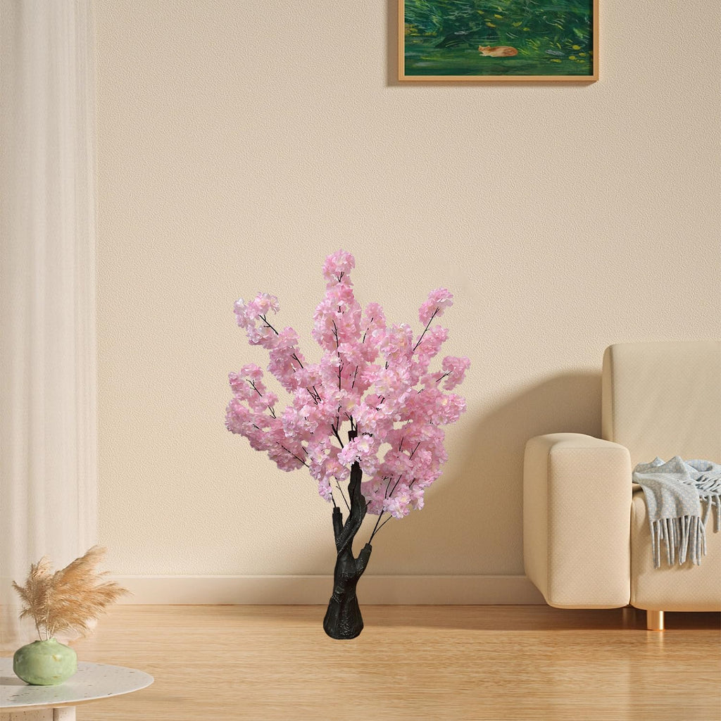 Artificial Cherry Blossom Tree, 4.3FT 2 Pack Pink Faux Cherry Blossom Tree, Wedding & Party Decoration, Indoor &
