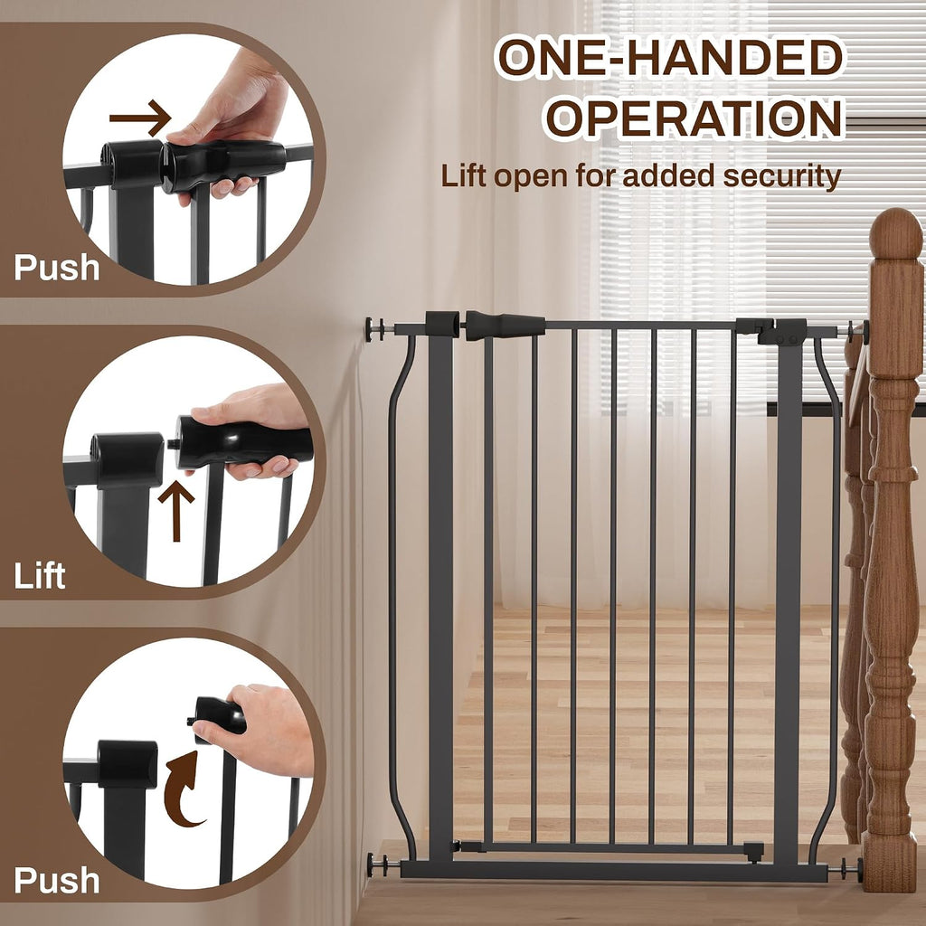 Baby Gate for Stairs Doorways, 29.1-33.8" Extra Wide 36" Tall Dog Gate with Auto-Close, Pressure Mounted Walk Through