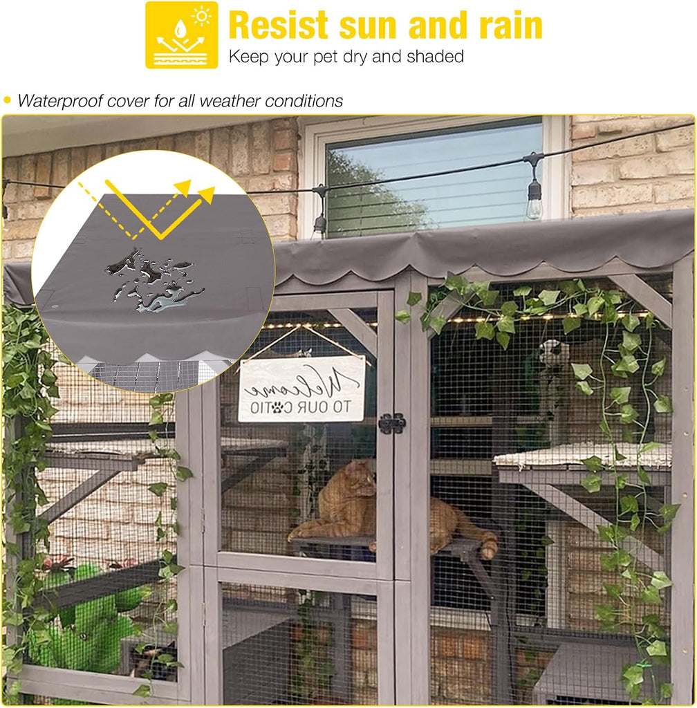 Window Catio Outdoor Cat Enclosure 5-Level Walk-in Cat House