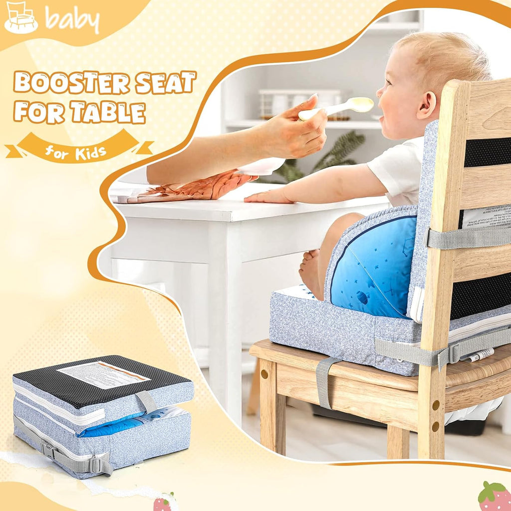 Toddler Booster Seat, Portable Baby Booster for Dining Table, Travel Toddler Chair with Adjustable Straps