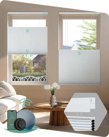 Motorized Cellular Shades, Custom, Light Filtering, White