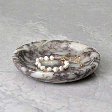 Natural Marble Ring Dish Jewelry Tray, 5.5" Trinket Dish