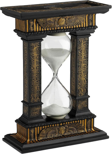 7 1/8 Egyptian Winged Sun Columns Hourglass Resin Sand Timer 5 Minutes