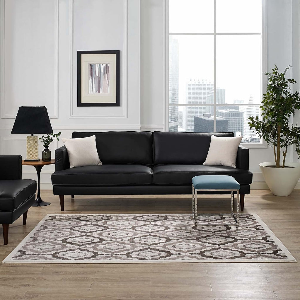 Kalinda Rustic Vintage Moroccan Trellis Area Rug in Brown, Beige and Ivory