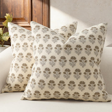 Farmhouse Floral Pillow Covers 26x26 Set of 2, Country Botanical Throw Pillow Cover for Sofa Couch Bed Living Room