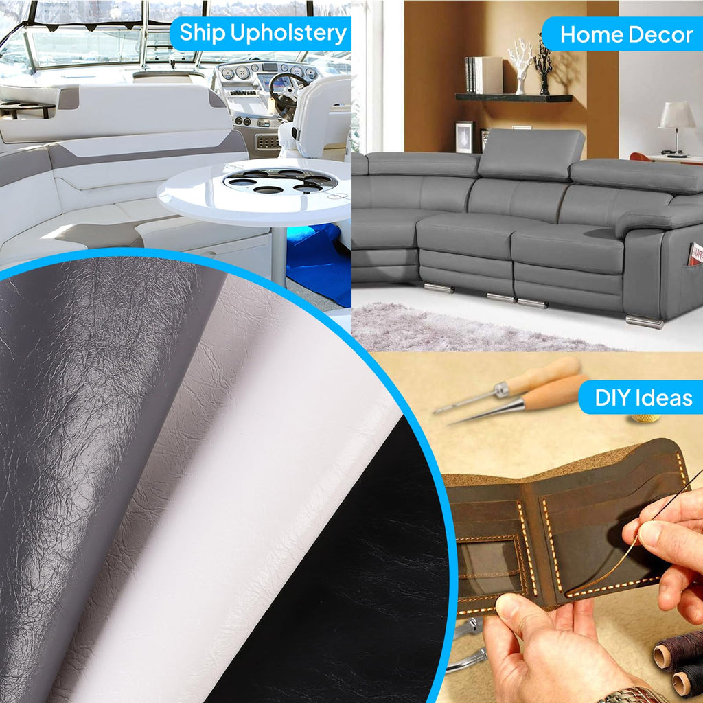 36"x52" Heavy Duty PU Faux Leather Fabric Vegan Marine Vinyl Leather More Wearable & Easy to Clean for Retro