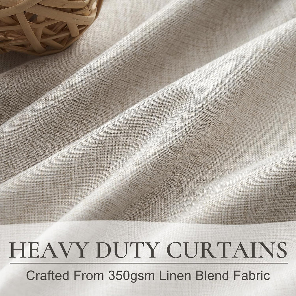 Pinch Pleated 92 Inch Curtains Blackout for Bedroom 2 Panels Set, Natural Linen Farmhouse Viral for 92-93 Inches