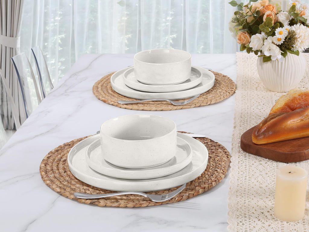 16 Pieces Dinnerware Sets with Pasta Bowls Set for 4, Polar White