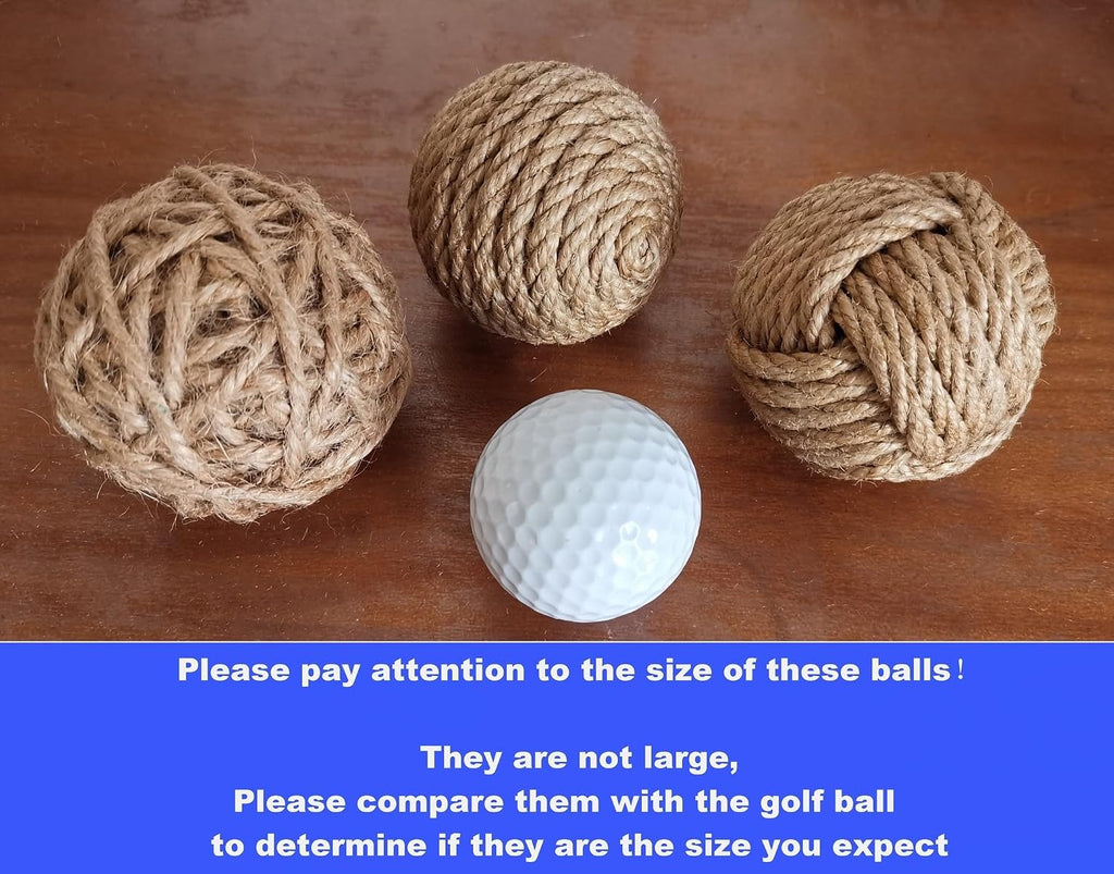 Rustic Jute Orbs, Farmhouse Decorative Balls for Bowls, Vase Fillers, Christmas Centerpiece, Handwoven Home - Set of 8