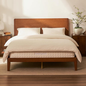 Hako G4 Bamboo Bed Frame with Japanese Joinery, Queen Bed Frame with Storage Headboard, Charging Station, SGS