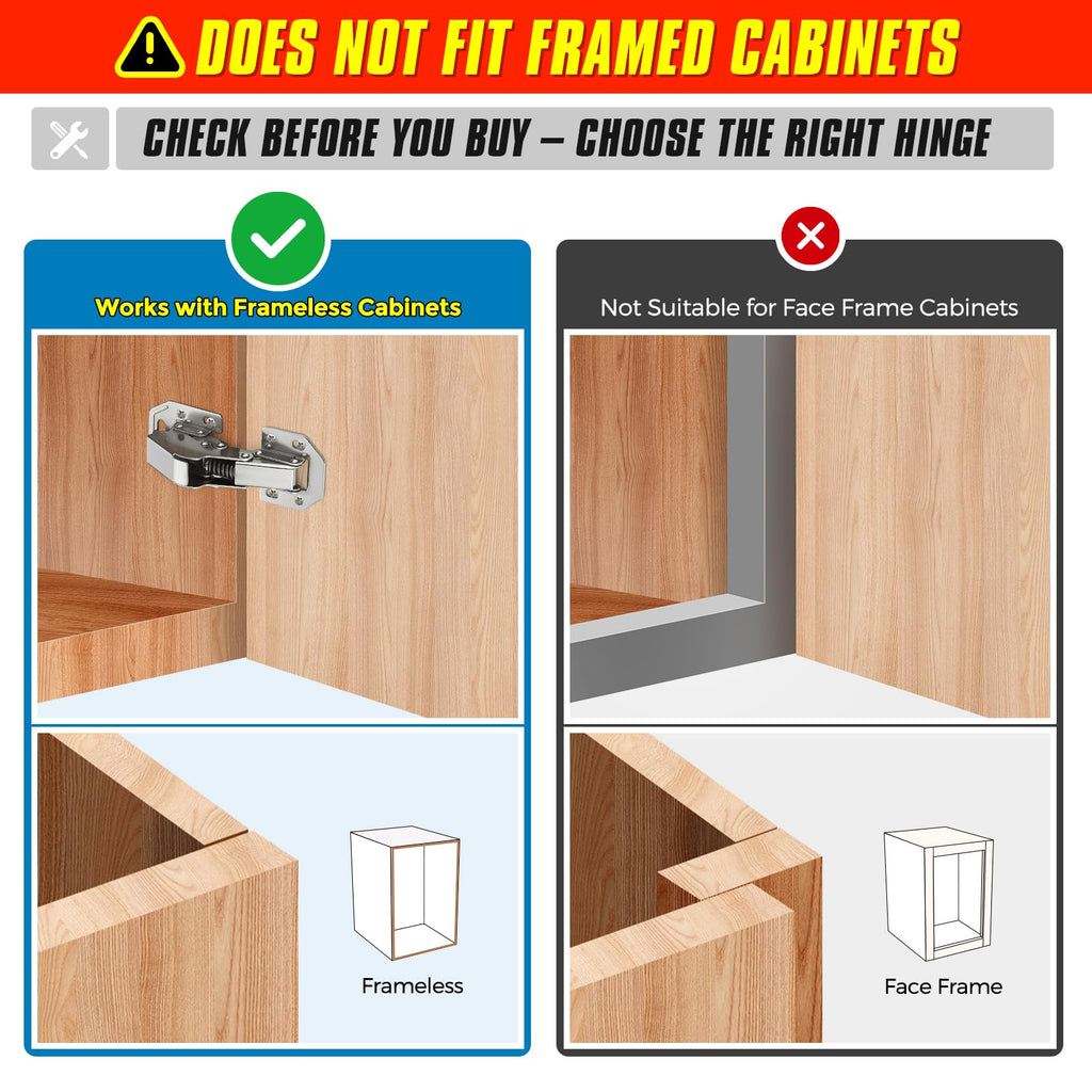 Hidden Cabinet Hinges, Soft Close, Concealed Cabinet Hinges 4 Pack