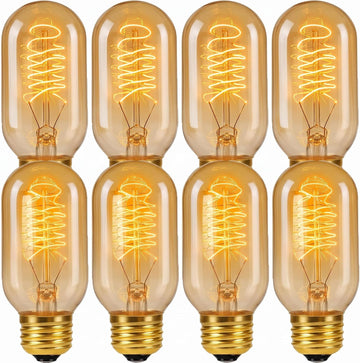 Vintage Edison Bulbs, 25 Watt, T45, 2700K Warm White Spiral Cage Filament Light Bulbs, E26/E27 Base Incandescent