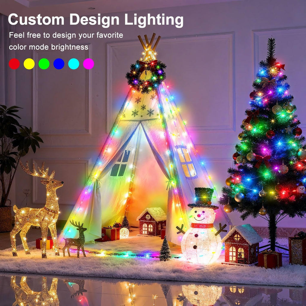 66FT 200 LED Smart String Lights, Plug in Fairy Lights with APP & Remote Control, Music Sync, RGB Warm White, Timer