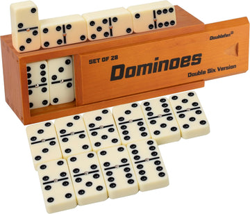 Jumbo Dominoes for Adults, Double 6 Domino Set in Prime Wood Box - Set of 28