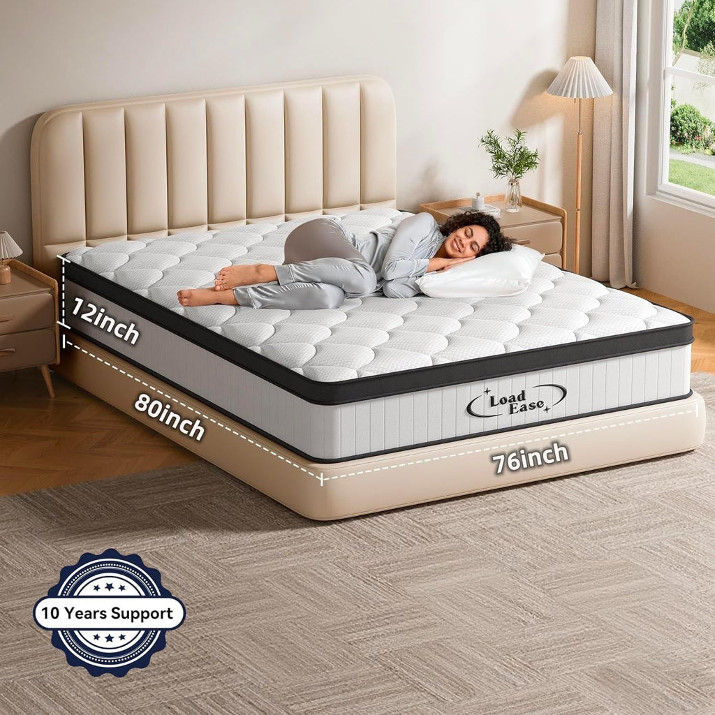 King Size Mattress,12 Inch King Mattress in a Box for Back Pain Relief, Upgrade Memory Foam and Pocket Coils Spring