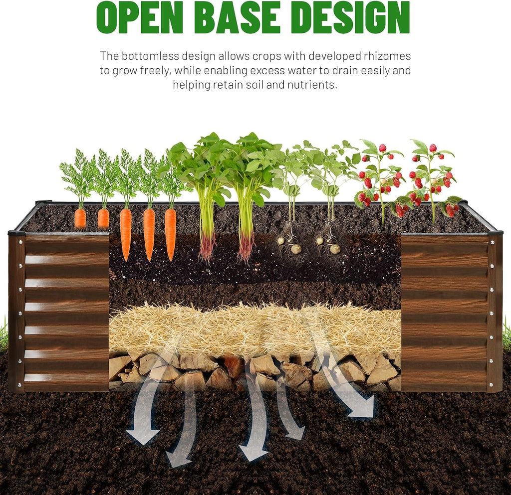 Galvanized Raised Garden Bed 8x4x2FT Outdoor Large Metal Planter Box Steel Kit for Planting Vegetables, Flowers