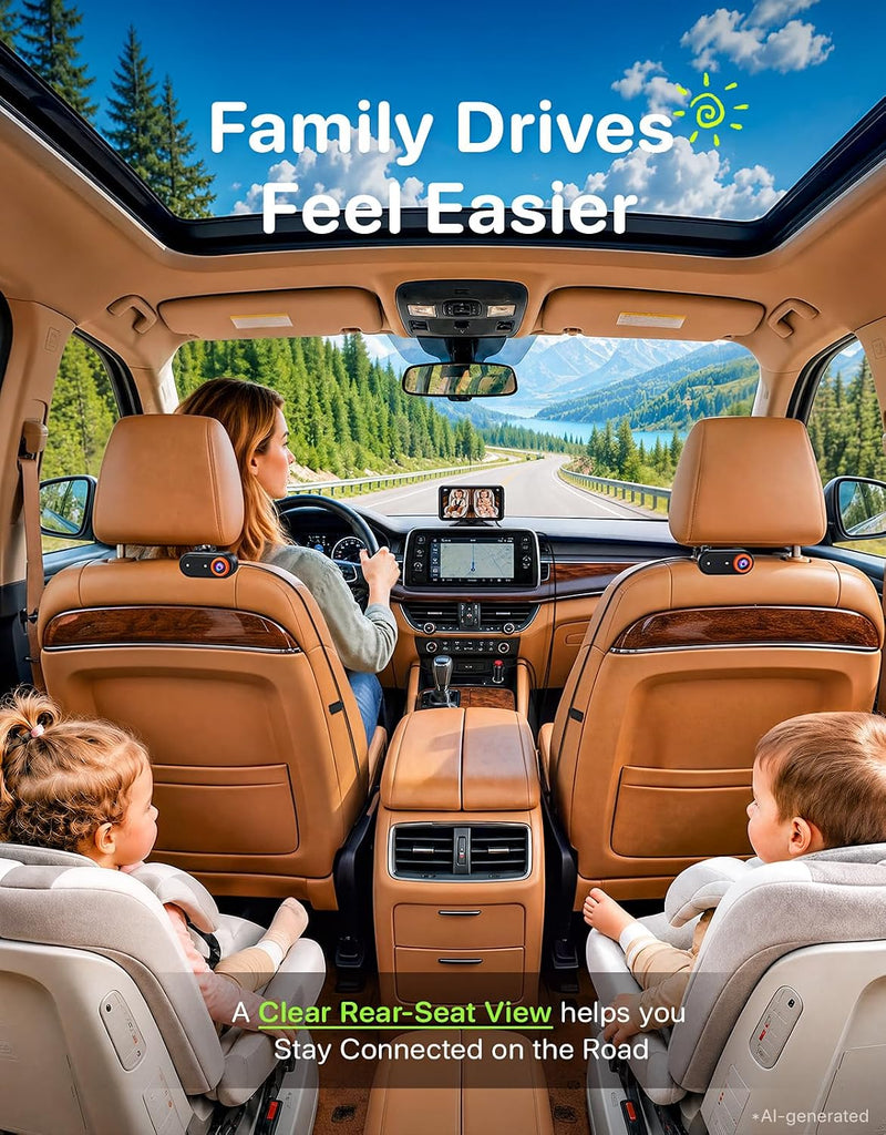 BM2PRO Dual Car Camera Baby Monitor for 2 Kids