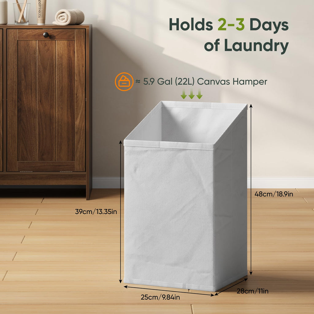 Double Tilt Out Laundry Hamper Cabinet, 11.8 Gallon Hidden Trash Cabinets with 2 Baskets , Freestanding Small