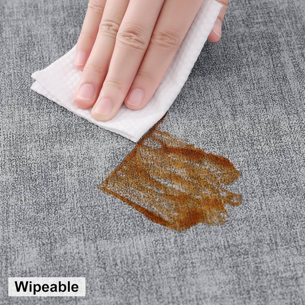 Round Faux Leather Placemat and Coaster 6 Packs, Washable Heat Resistant Dining Place Mats, Wipeable Double-Sided - Set of 6