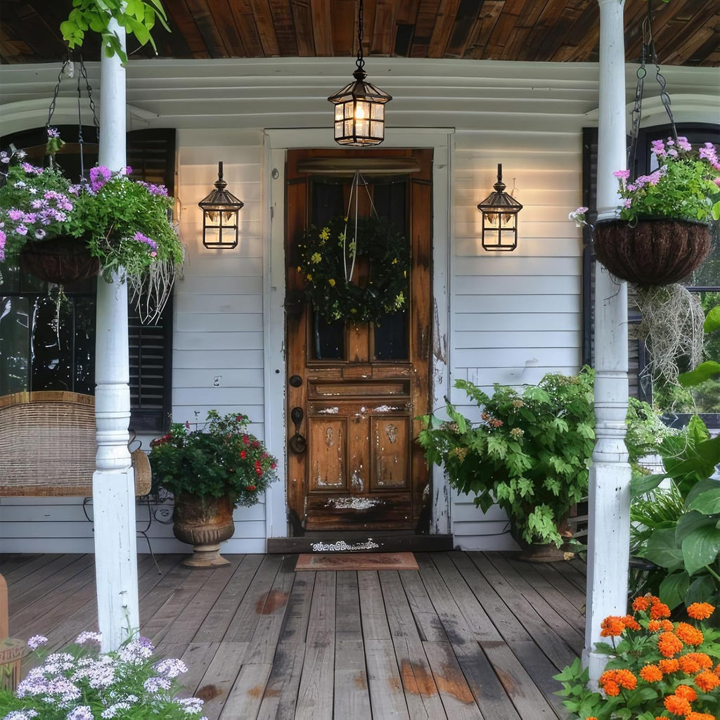 Mi Copper Outdoor Pendant Light 12.6in Exterior Hanging Porch Lights Oil Rubbed Bronze Waterproof Outdoor Chandelier