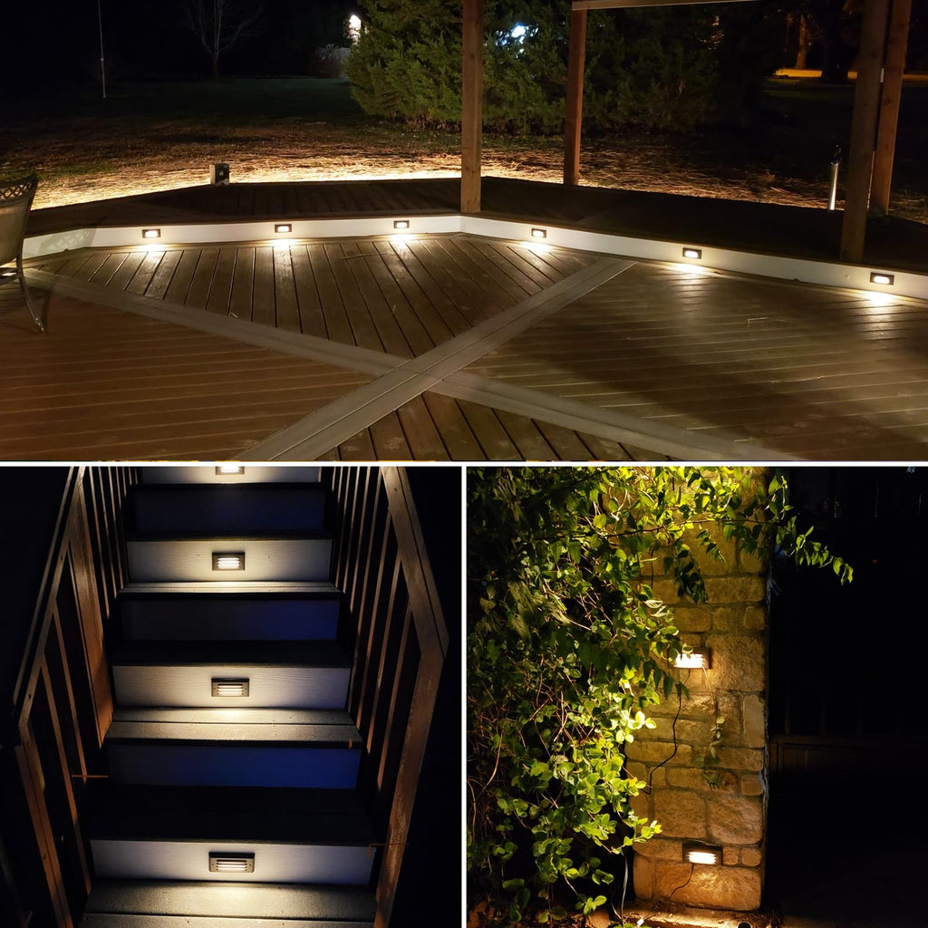 6" Low Voltage Step Lights Outdoor 5W 3000K Black Aluminum 12-Pack