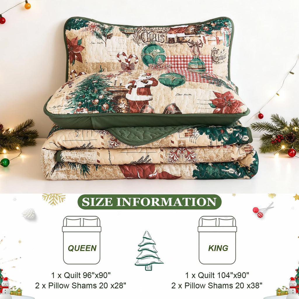 Queen Christmas Quilt, Collagecreation Xmas Tree Bedspread