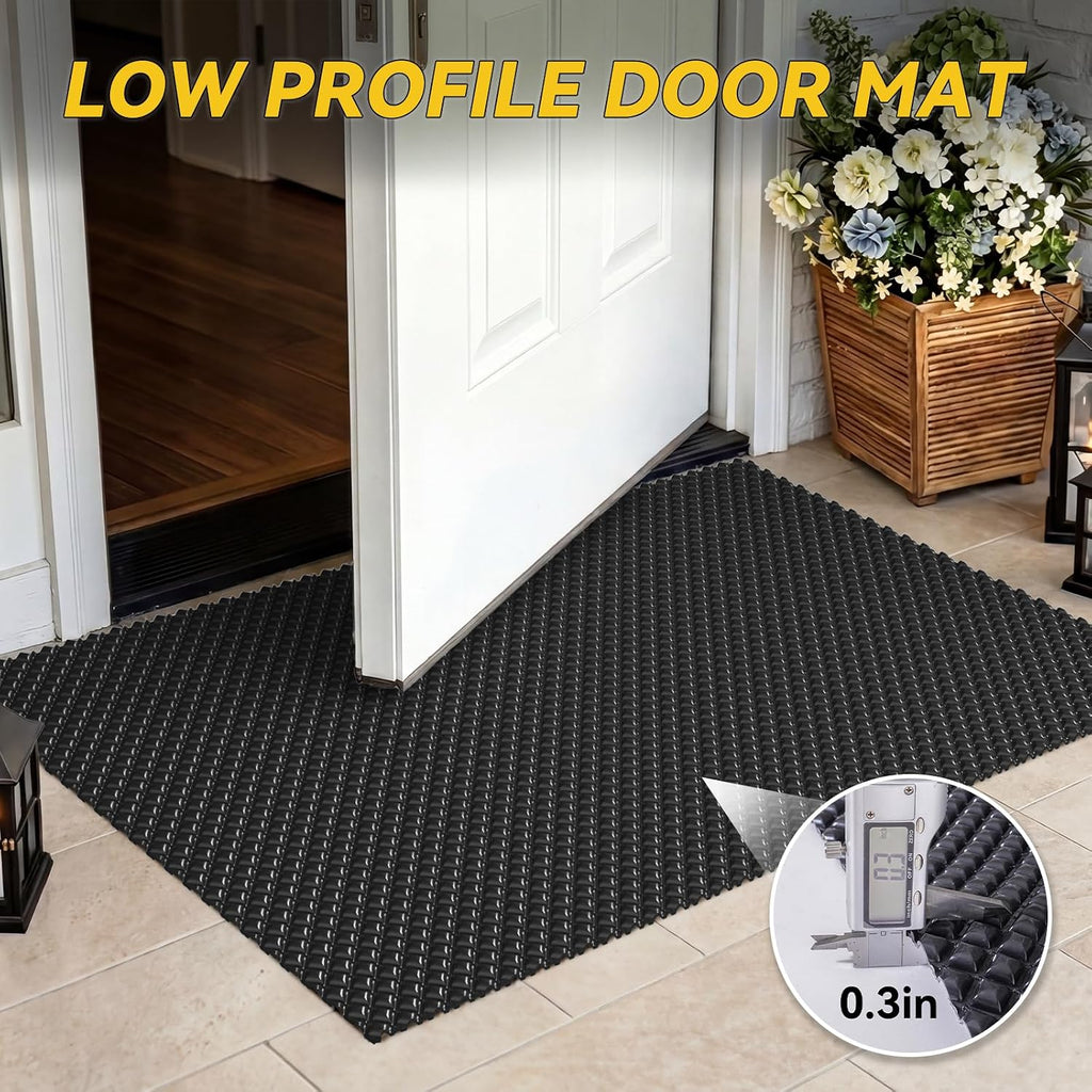 Front Door Mat Outside Entrance, Non Slip Doormat, Black 24"x36" | Welcome Floor Mats, Heavy Duty Drainage Dirt