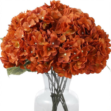 2Bouquets 20" Orange Silk Hydrangea Artificial Flowers