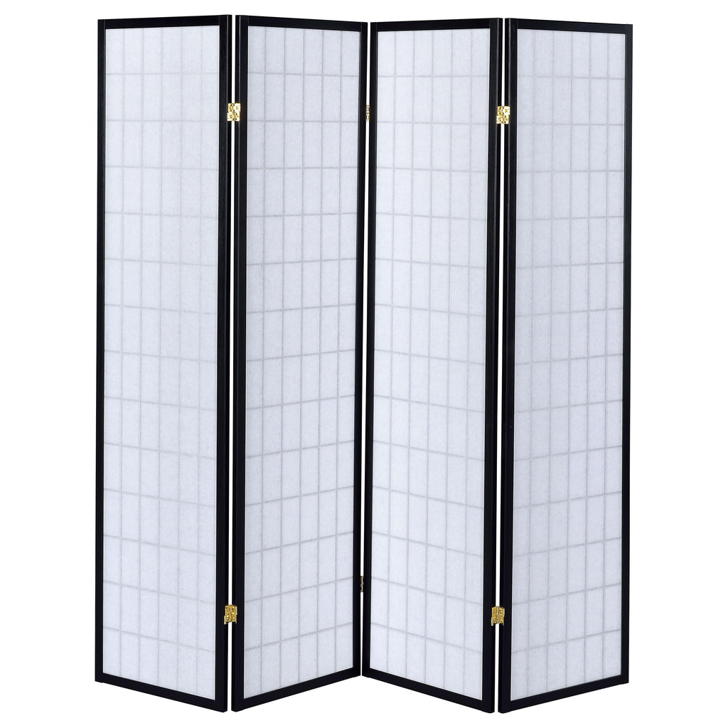 Roberto 70-Inch Living Room Four-Panel Room Divider, Black 4624