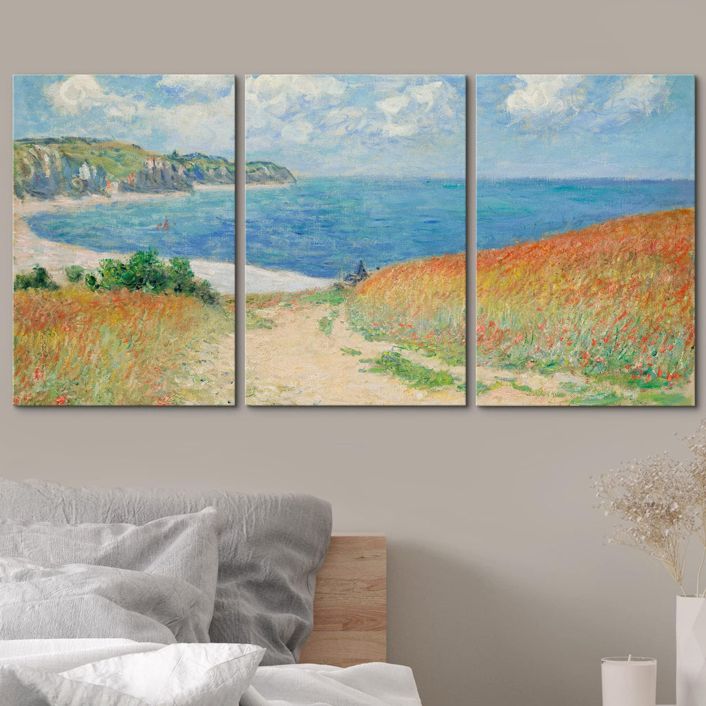 Canvas Print Wall Art Set Path Through The Corn at Pourville by Claude Monet Cultural Historic Oil Painting Fine Art