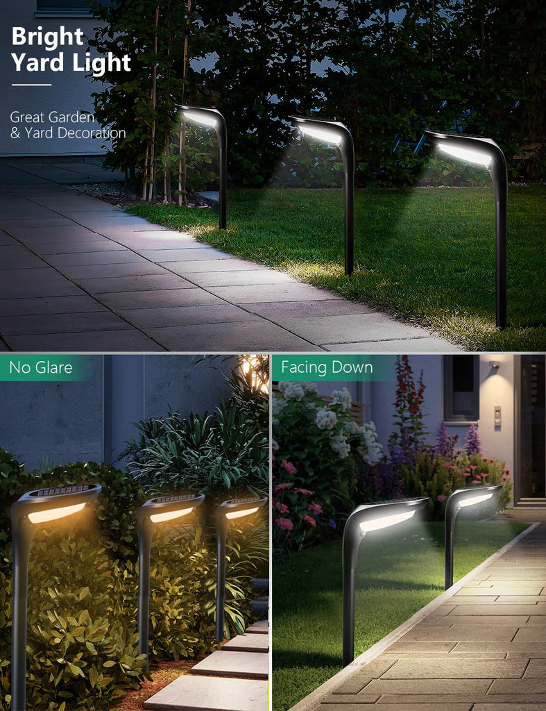 Solar Pathway Lights Outdoor 4 Pack - 150 LM High Bright Solar Lights Outdoor Waterproof IP65, Warm/Cool 2 Color