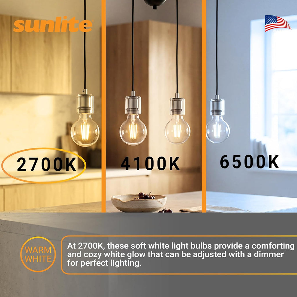 LED G25 Edison Globe Light Bulb, 8.5 Watts (100W=), Medium E26 Base, 800 Lumens, Dimmable, Clear Glass, Antique Long