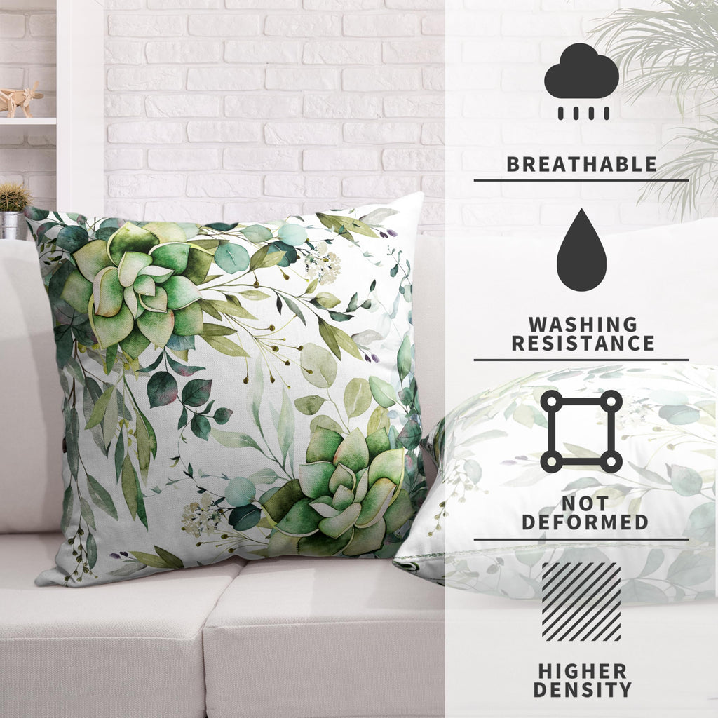 Eucalyptus Leaves Pillow Covers Spring Summer Decorative Pillow Covers 20x20 Set of 2 Sage Green Flower Pillow Case
