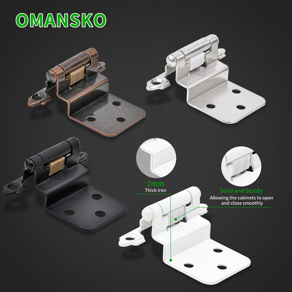 50 Pack 25 Pairs 3/8" Inset Cabinet Door Hinges - Matte Black Offset Self Closing