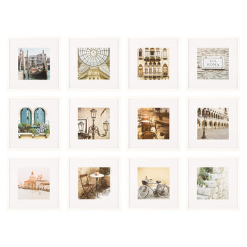 Perfect - 12-Piece White Square Photo Frame - Set with Hanging Template - Wall Gallery Kit - 16.5"x10.2"x16.7"