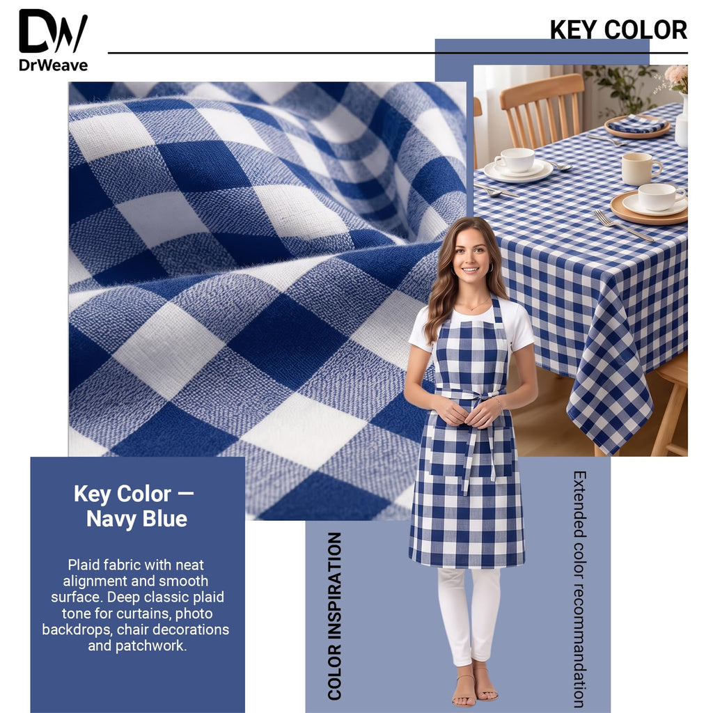 Gingham Fabric by the Yard 1 Yard x 94'' Wide Blue Poly Plaid