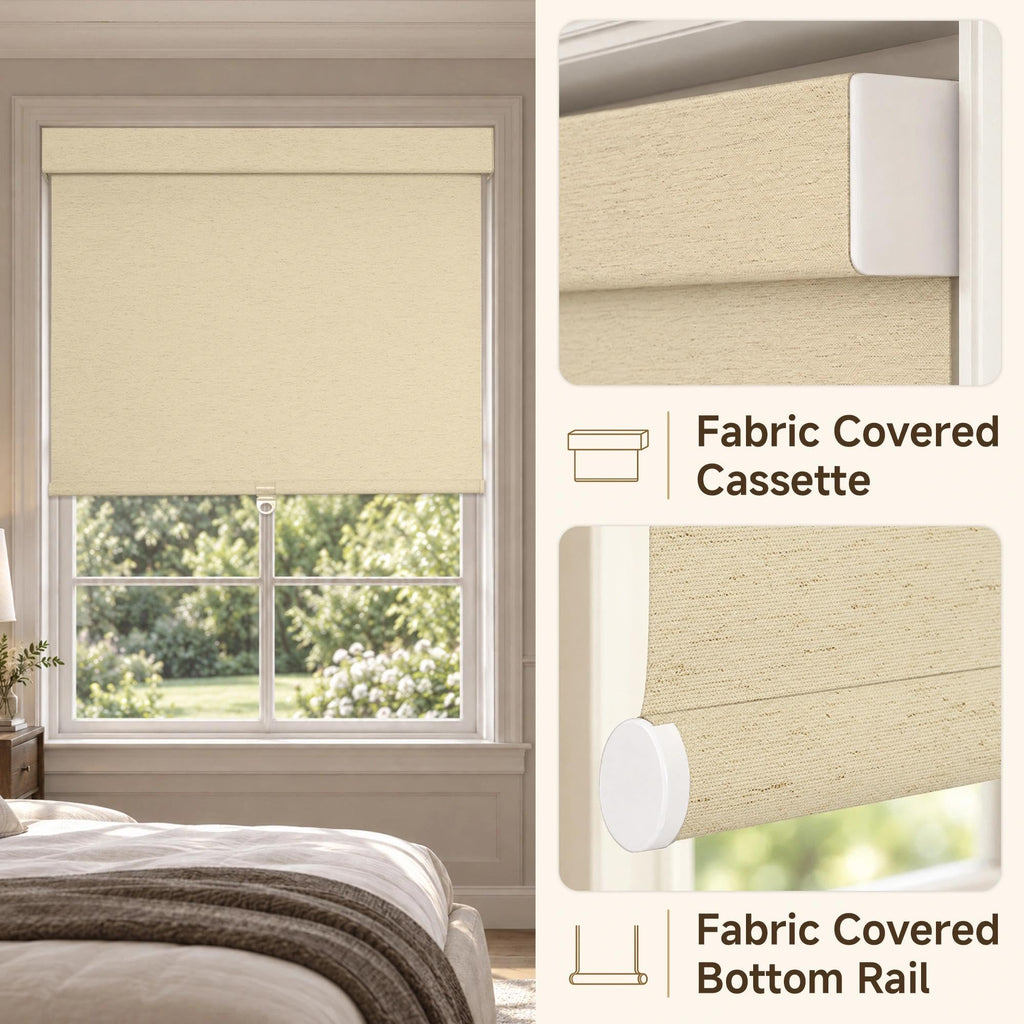 Cordless Blackout Roller Shades, Cream