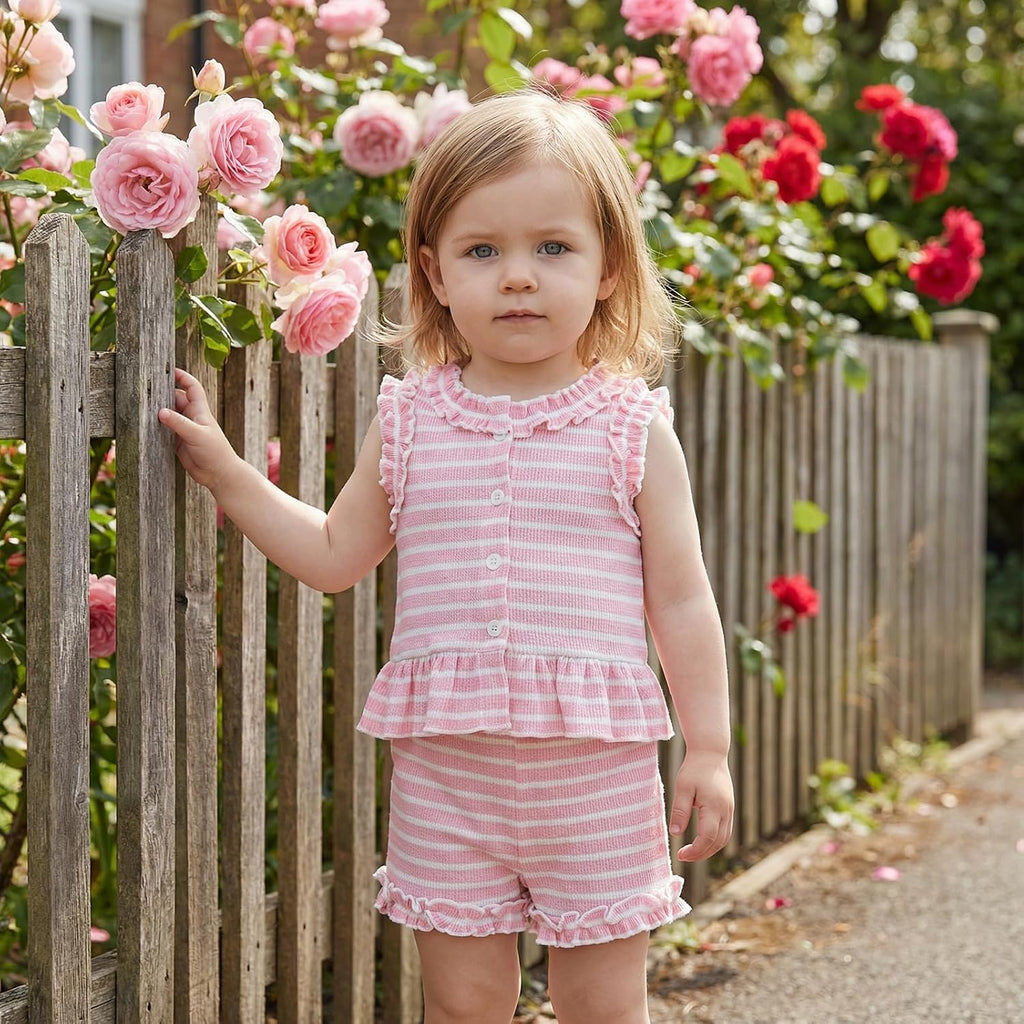 Toddler Baby Girl Summer Outfit Tank Tops Ruffle Shorts Set