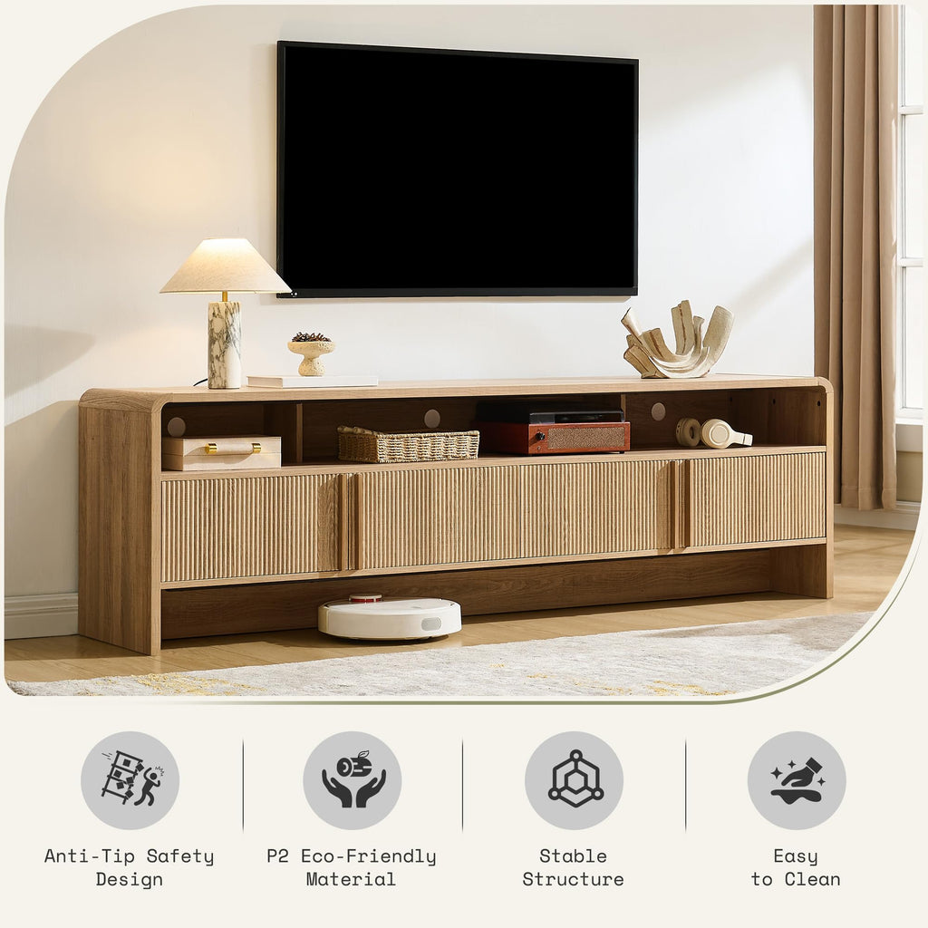 70" Fluted TV Stand with 2 Storage Cabinets for TVs Up to 80"