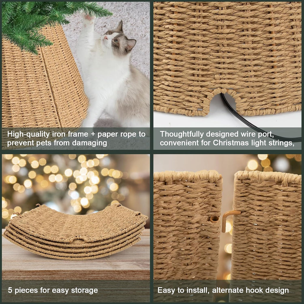 Christmas Tree Collar,24in Woven Christmas Tree Collars for Artificial Trees,Rattan Ring Base Cover Rustic &