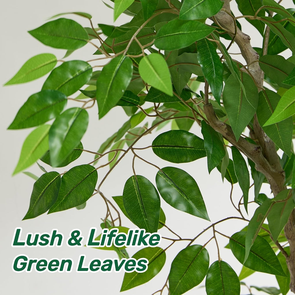 8FT Artificial Ficus Tree with White Planter, Faux Banyan Tree
